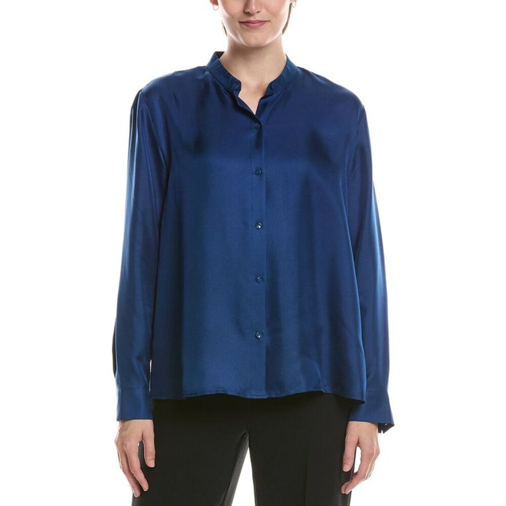 Eileen Fisher Womens  Silk Twill Top, Blue